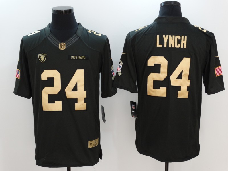 NFL Oakland Raiders #24 Lynch Salute to Service Limited Gold Number Jersey