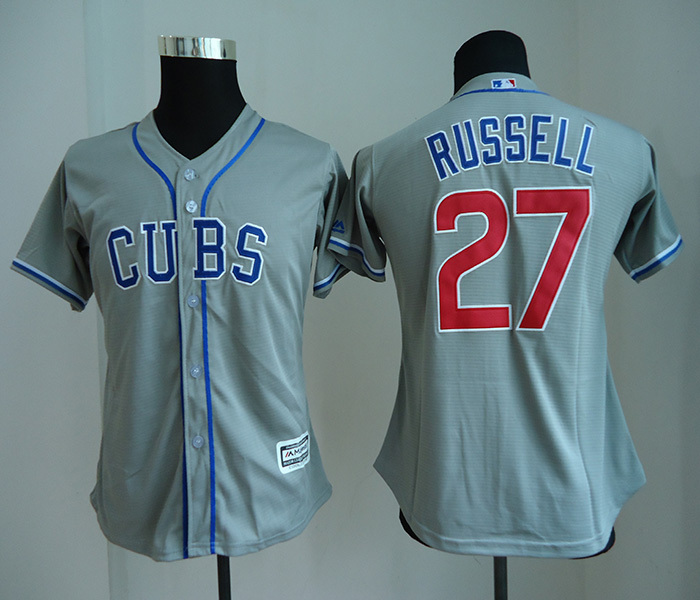 MLB Chicago Cubs #27 Russell Grey Womens Jersey