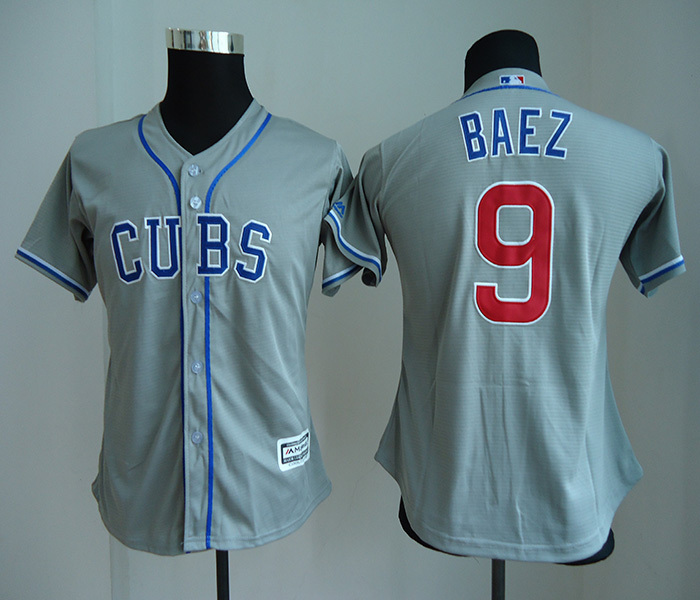 MLB Chicago Cubs #9 Baez Grey Womens Jersey