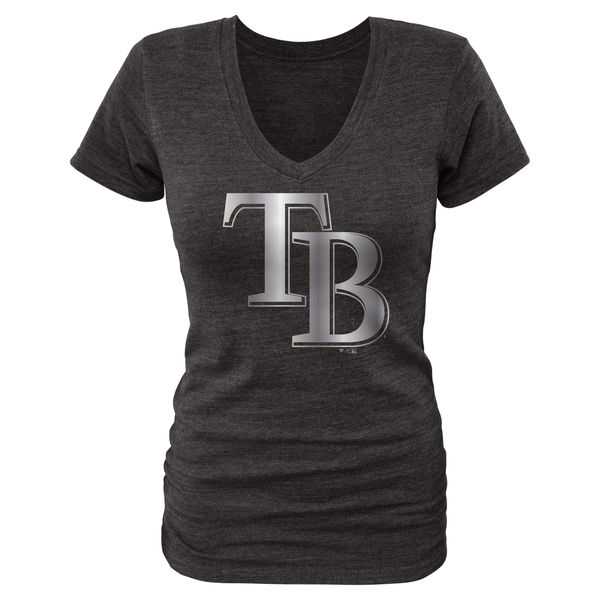 Tampa Bay Rays Fanatics Apparel Womens Platinum Collection V-Neck Tri-Blend T-Shirt - Black 