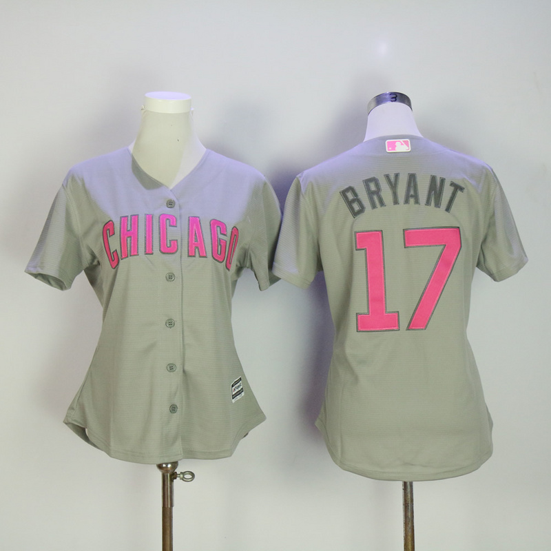 Womens MLB Chicago Cubs #17 Bryant Mothers Day Grey Jersey