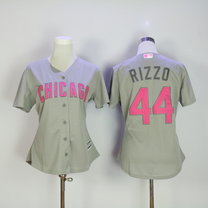 Womens MLB Chicago Cubs #44 Rizzo Mothers Day Grey Jersey