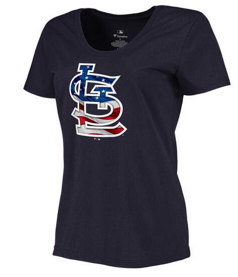 Womens St. Louis Cardinals Navy Plus Sizes Banner Wave T-Shirt 