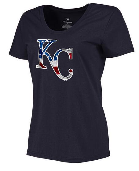 Womens Kansas City Royals Navy Plus Sizes Banner Wave T-Shirt 