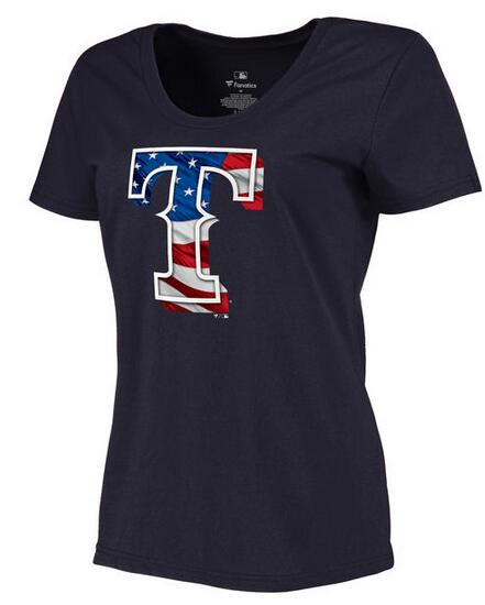 Womens Texas Rangers Navy Plus Sizes Banner Wave T-Shir 