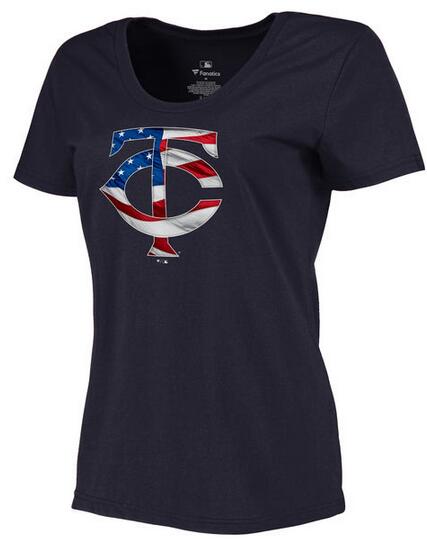 Womens Minnesota Twins Navy Plus Sizes Banner Wave T-Shirt 