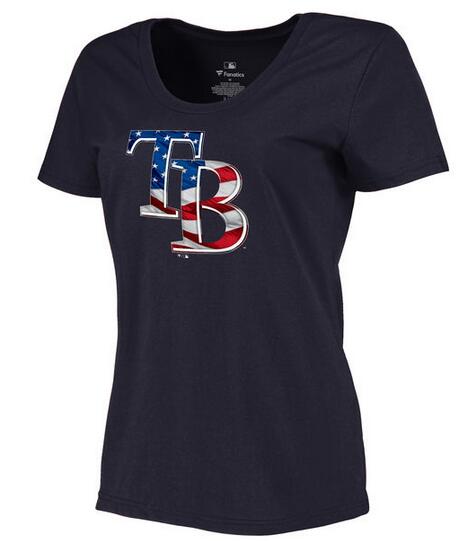 Womens Tampa Bay Rays Navy Plus Sizes Banner Wave T-Shirt 