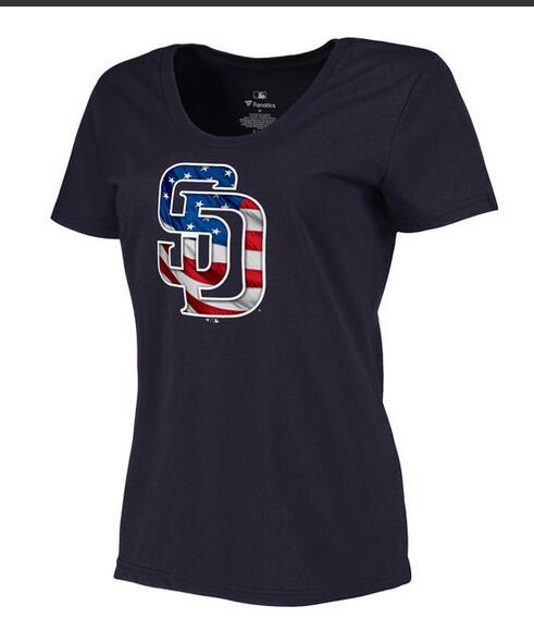 Womens San Diego Padres Navy Plus Sizes Banner Wave T-Shirt 