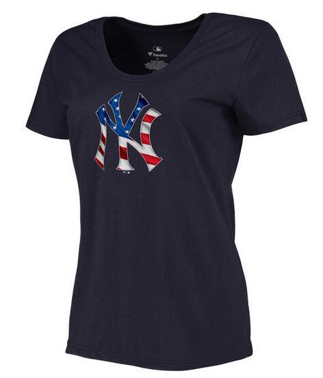 Womens New York Yankees Navy Plus Sizes Banner Wave T-Shirt 