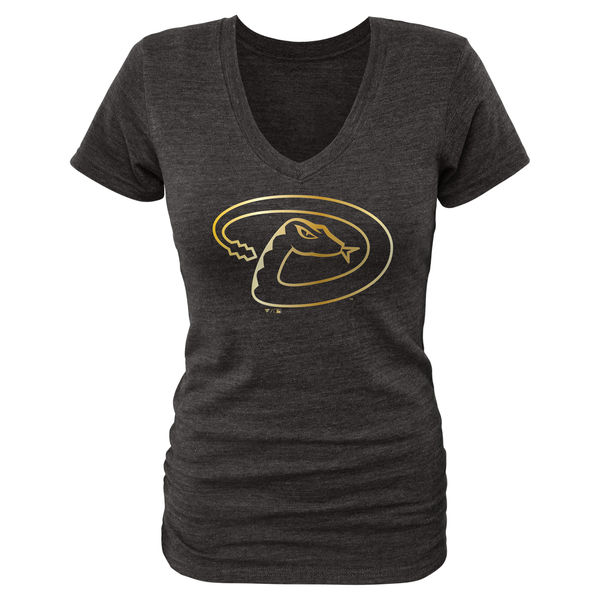 Arizona Diamondbacks Fanatics Apparel Womens Gold Collection V-Neck Tri-Blend T-Shirt - Black 