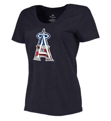 Womens Los Angeles Angels of Anaheim Navy Plus Sizes Banner Wave T-Shirt 