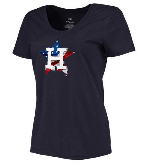 Womens Houston Astros Navy Plus Sizes Banner Wave T-Shirt 