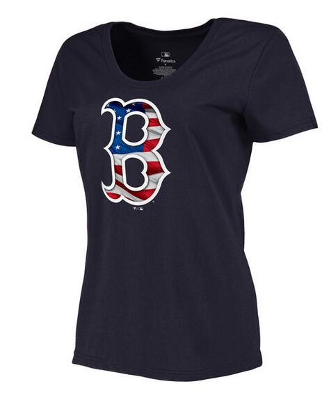 Womens Boston Red Sox Navy Plus Sizes Banner Wave T-Shirt 