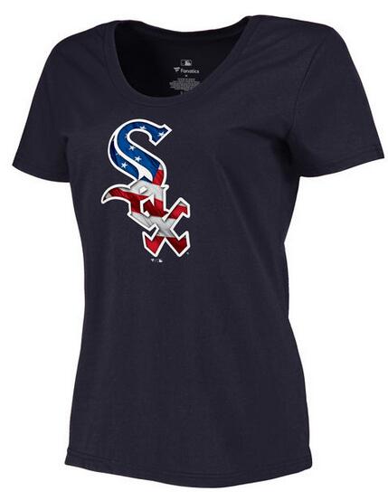 Womens Chicago White Sox Navy Plus Sizes Banner Wave T-Shirt 
