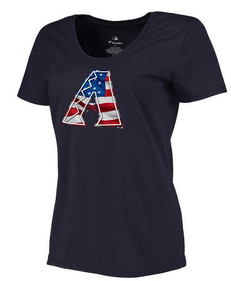 Womens Arizona Diamondbacks Navy Plus Sizes Banner Wave T-Shirt 