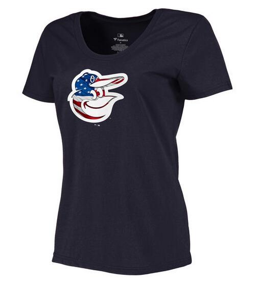 Womens Baltimore Orioles Navy Plus Sizes Banner Wave T-Shirt 