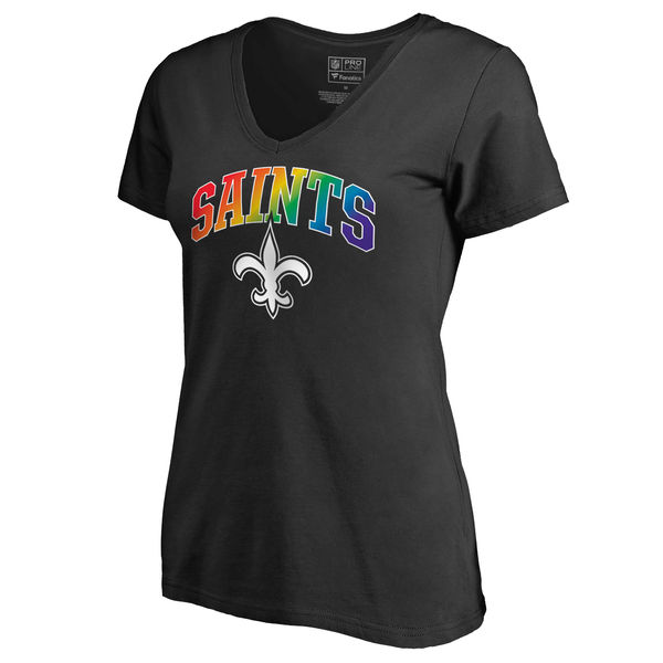 Womens New Orleans Saints NFL Pro Line by Fanatics Branded Black Plus Sizes Pride T-Shirt