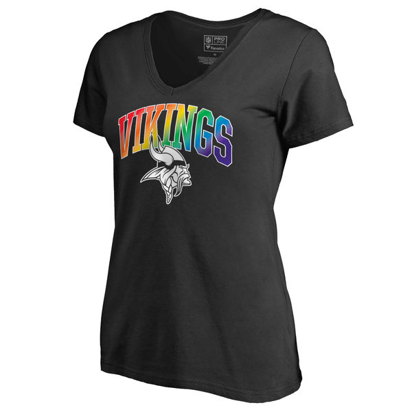 Womens Minnesota Vikings NFL Pro Line by Fanatics Branded Black Plus Sizes Pride T-Shirt