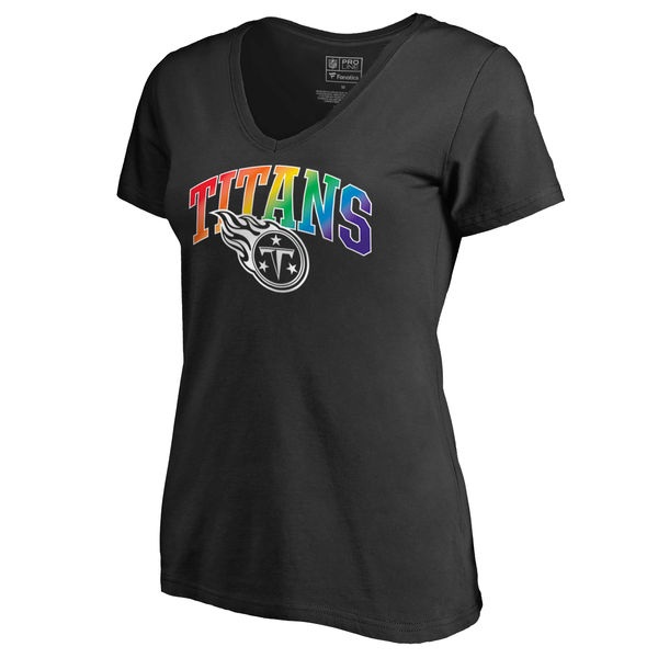 Womens Tennessee Titans NFL Pro Line by Fanatics Branded Black Plus Sizes Pride T-Shirt