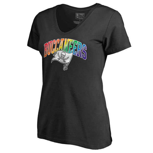 Womens Tampa Bay Buccaneers NFL Pro Line by Fanatics Branded Black Plus Sizes Pride T-Shirt