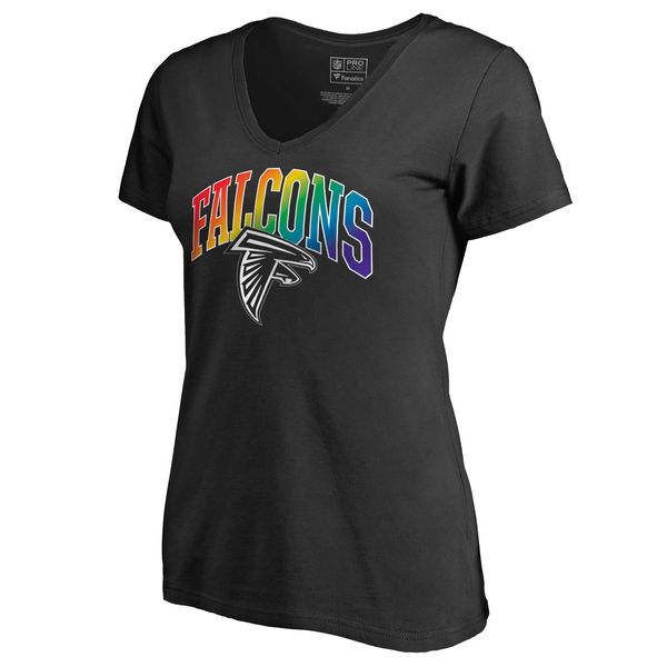 Womens Atlanta Falcons NFL Pro Line by Fanatics Branded Black Plus Sizes Pride T-Shirt