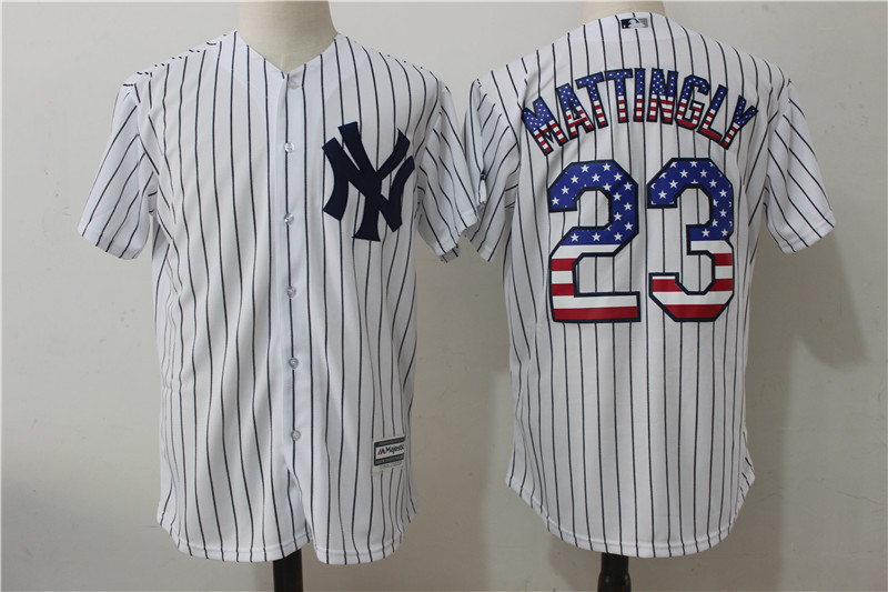 MLB New York Yankees #23 Mattingly White USA Flag Jersey