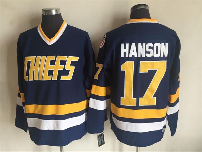 NHL Chiefs #17 Hanson Hockey Ice Winter D.Blue Jersey