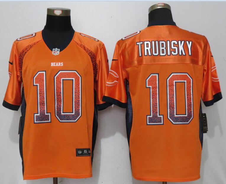 Nike Chicago Bears 10 Trubisky Drift Fashion Orange Elite Jersey  