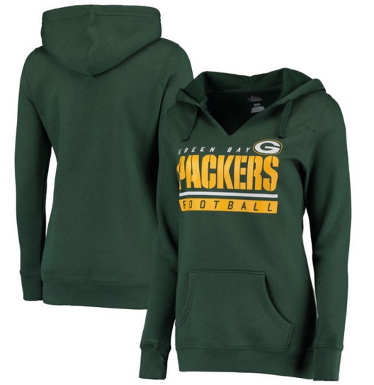 Green Bay Packers Majestic Womens Plus Size Self Determination Pullover Hoodie - Green