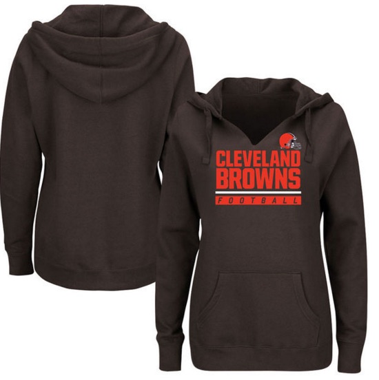 Cleveland Browns Majestic Womens Plus Size Self Determination Pullover Hoodie - Brown 