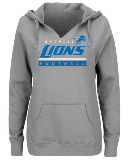 Detroit Lions Majestic Womens Self-Determination Pullover Hoodie - Heather Gray