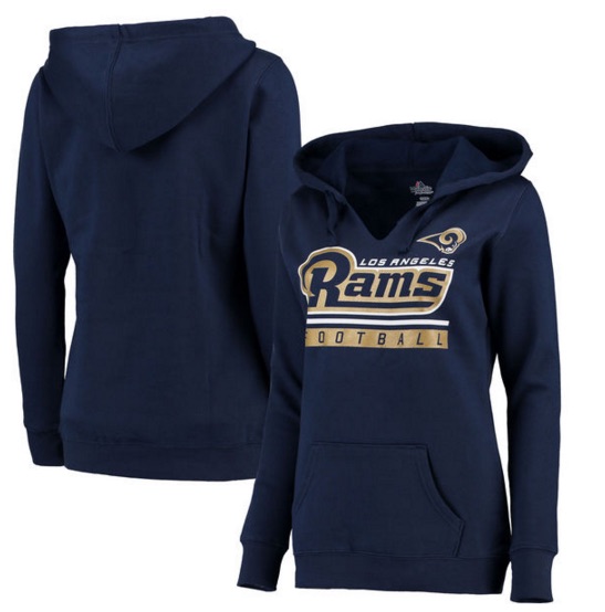 Los Angeles Rams Majestic Womens Plus Size Self Determination Pullover Hoodie - Navy 