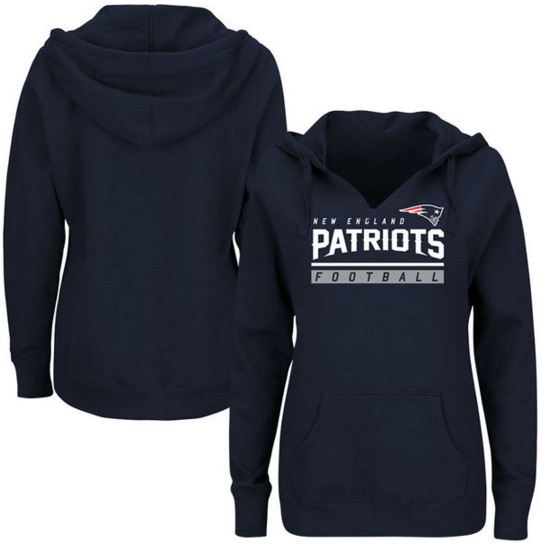 New England Patriots Majestic Womens Plus Size Self Determination Pullover Hoodie - Navy 