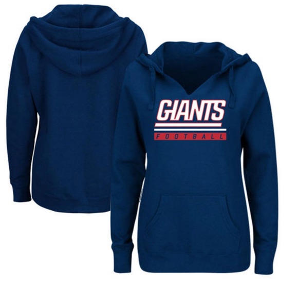 New York Giants Majestic Womens Plus Size Self Determination Pullover Hoodie - Royal 