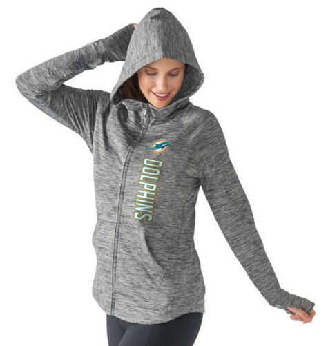 Miami Dolphins G-III 4Her by Carl Banks Womens Recovery Full-Zip Hoodie - Gray 