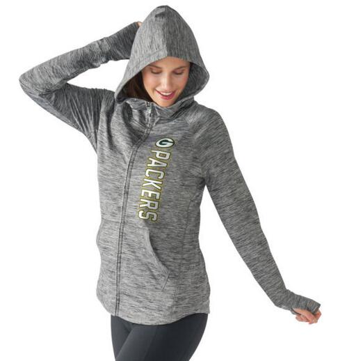 Green Bay Packers G-III 4Her by Carl Banks Womens Recovery Full-Zip Hoodie - Heathered Gray 