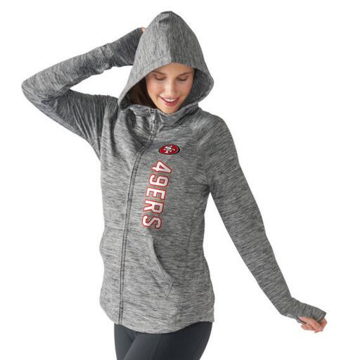 San Francisco 49ers G-III 4Her by Carl Banks Womens Recovery Full-Zip Hoodie - Heathered Gray 