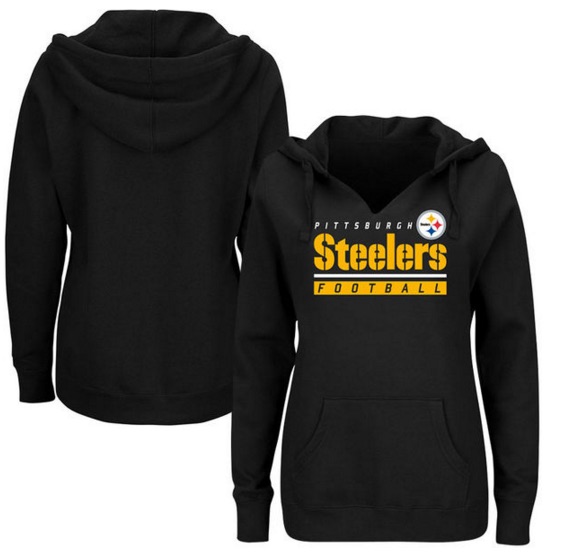 Pittsburgh Steelers Majestic Womens Plus Size Self Determination Pullover Hoodie - Black 