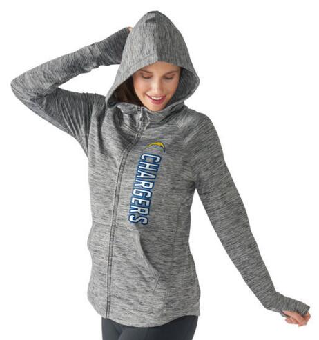 San Diego Chargers G-III 4Her by Carl Banks Womens Recovery Full-Zip Hoodie - Heathered Gray 