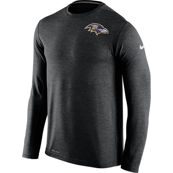 Mens Baltimore Ravens Nike Black Dri-FIT Touch Long Sleeve Performance T-Shirt