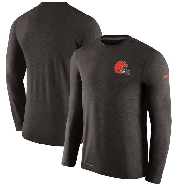 Mens Cleveland Browns Nike Brown Coaches Long Sleeve Performance T-Shirt