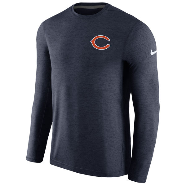 Mens Chicago Bears Nike Navy Coaches Long Sleeve Performance T-Shirt