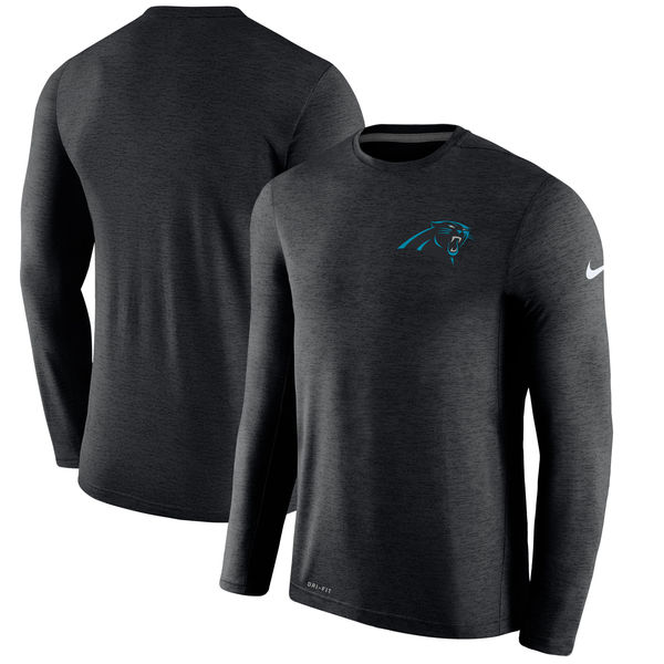 Mens Carolina Panthers Nike Black Coaches Long Sleeve Performance T-Shirt