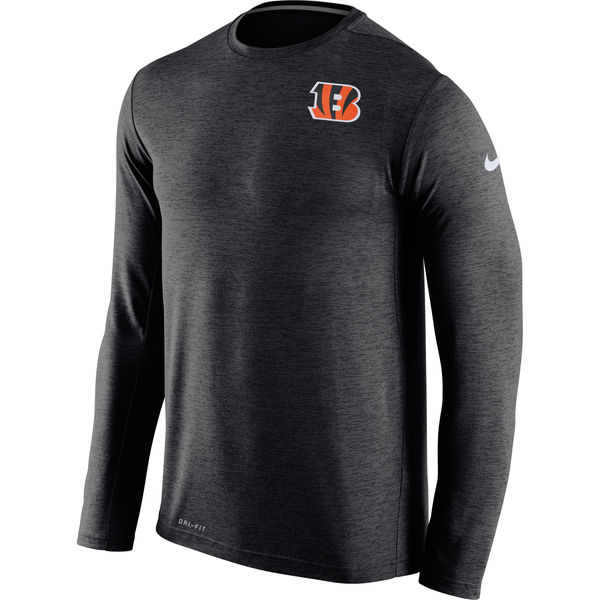 Mens Cincinnati Bengals Nike Black Dri-FIT Touch Long Sleeve Performance T-Shirt