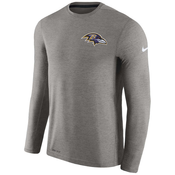 Mens Baltimore Ravens Nike Charcoal Coaches Long Sleeve Performance T-Shirt