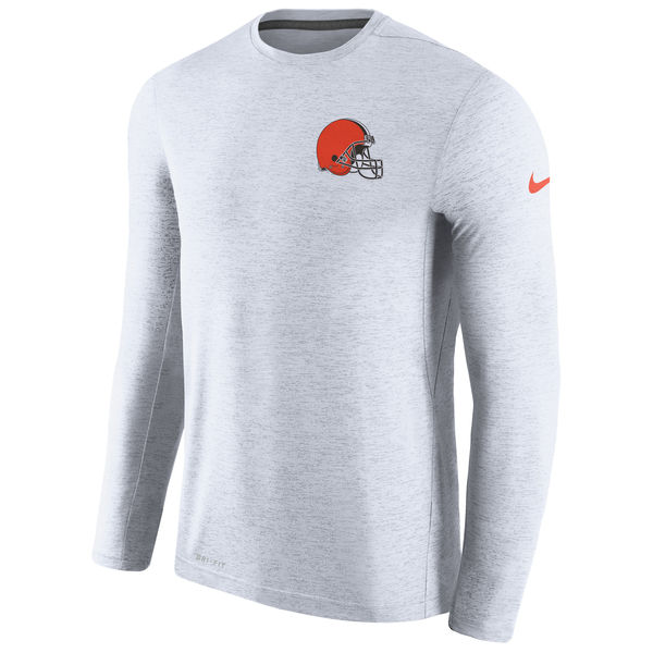 Mens Cleveland Browns Nike White Coaches Long Sleeve Performance T-Shirt