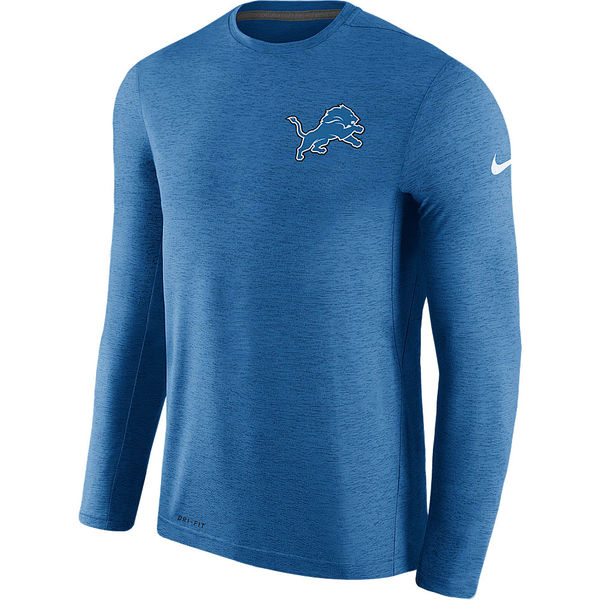 Mens Detroit Lions Nike Blue Coaches Long Sleeve Performance T-Shirt