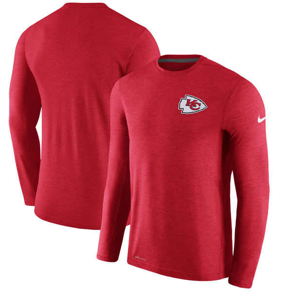 Mens Kansas City Chiefs Nike Red Coaches Long Sleeve Performance T-Shirt