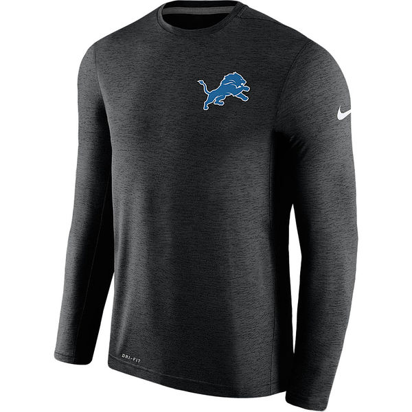Mens Detroit Lions Nike Black Coaches Long Sleeve Performance T-Shirt