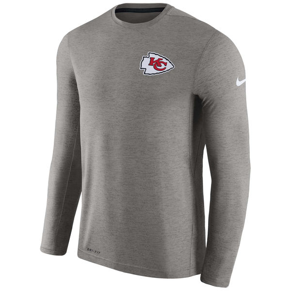 Mens Kansas City Chiefs Nike Charcoal Coaches Long Sleeve Performance T-Shirt